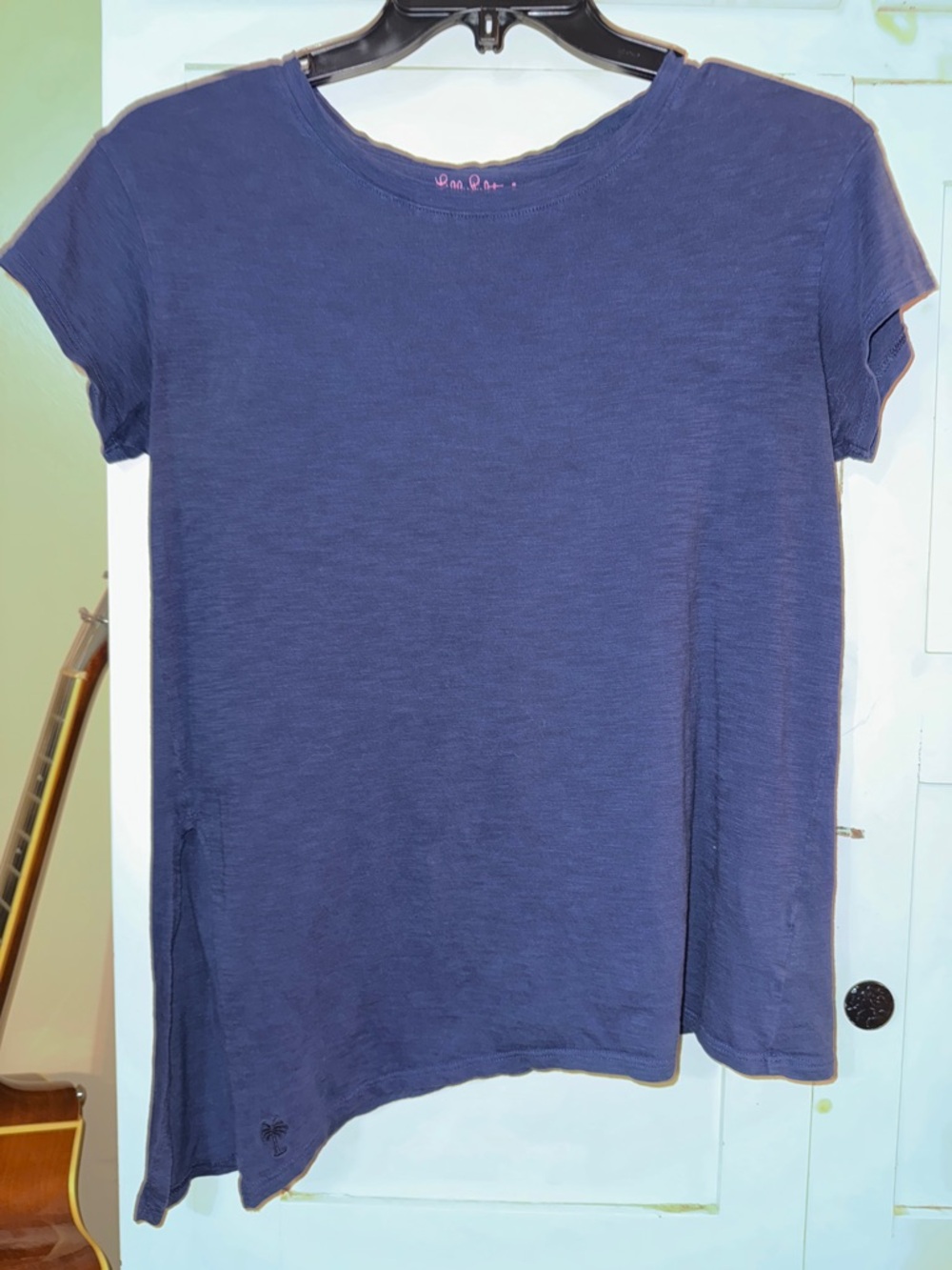 Lilly Pulitzer Navy Short Sleeve Crewneck Tee with Side Slit